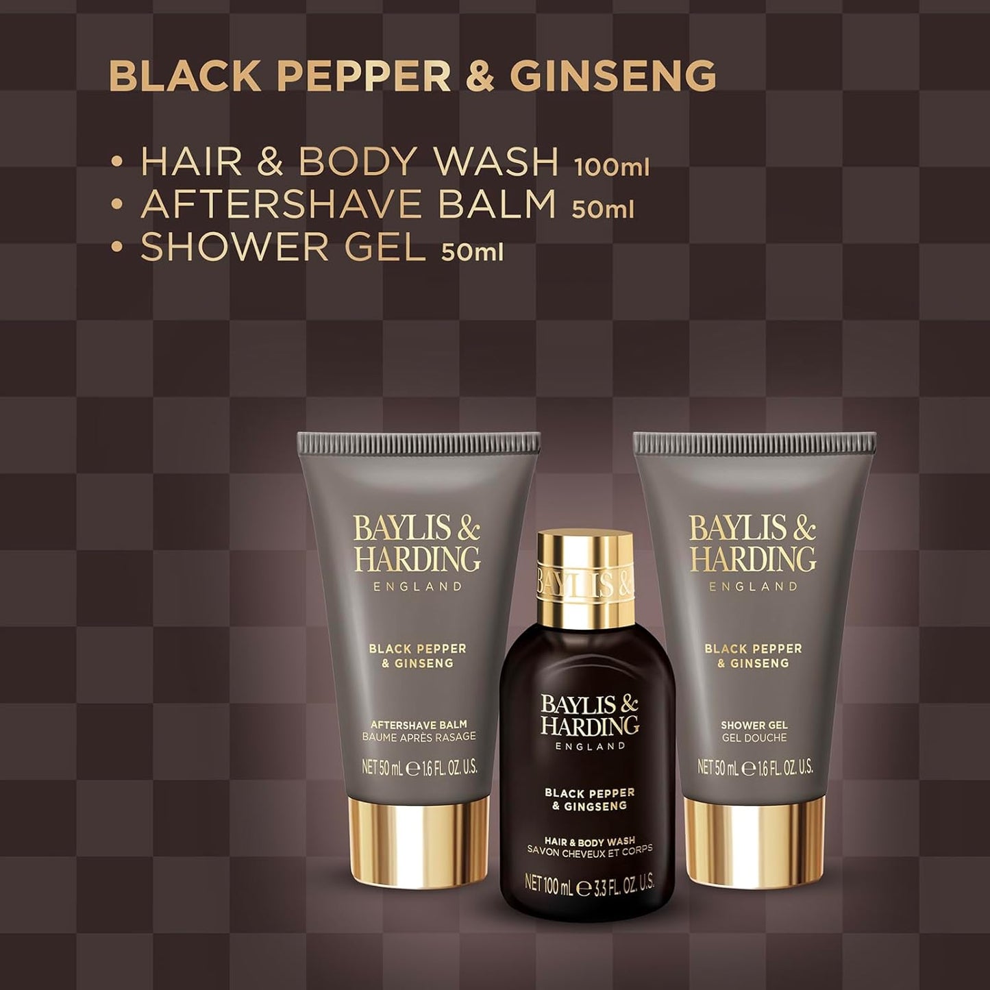 Baylis & Harding Signature Men's Black Pepper & Ginseng Luxury Mini Trio Gift Set