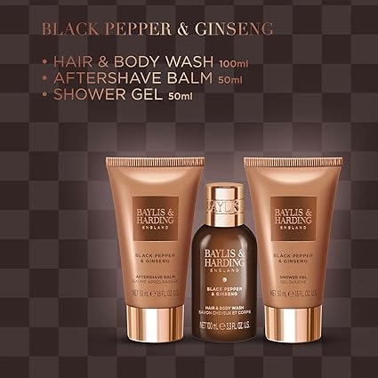 Baylis & Harding Signature Men's Black Pepper & Ginseng Luxury Trio Gift Set