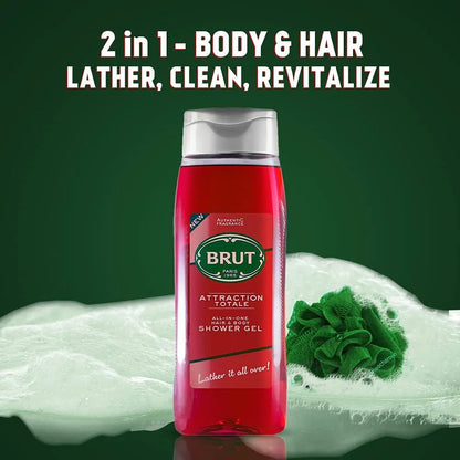 Brut Attraction Totale All In One Hair & Body Shower Gel 500ml