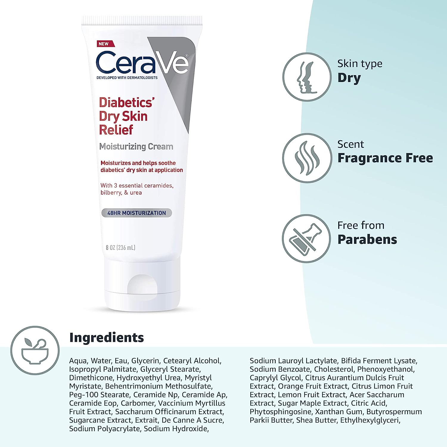 CeraVe Diabetics Dry Skin Relief Moisturizing Cream 236ml