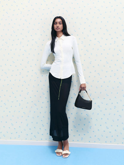 Charles & Keith Mini Agatha Chain Accent Shoulder Bag- Black