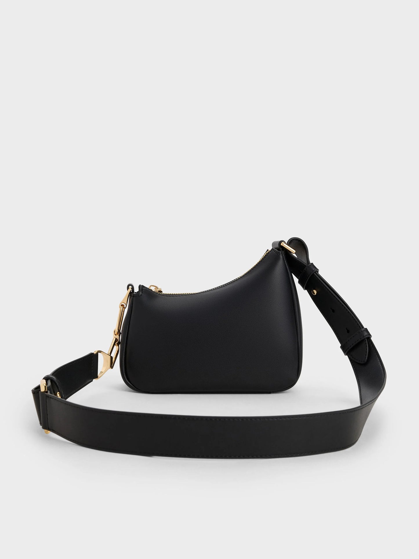 Charles & Keith Mini Agatha Chain Accent Shoulder Bag- Black
