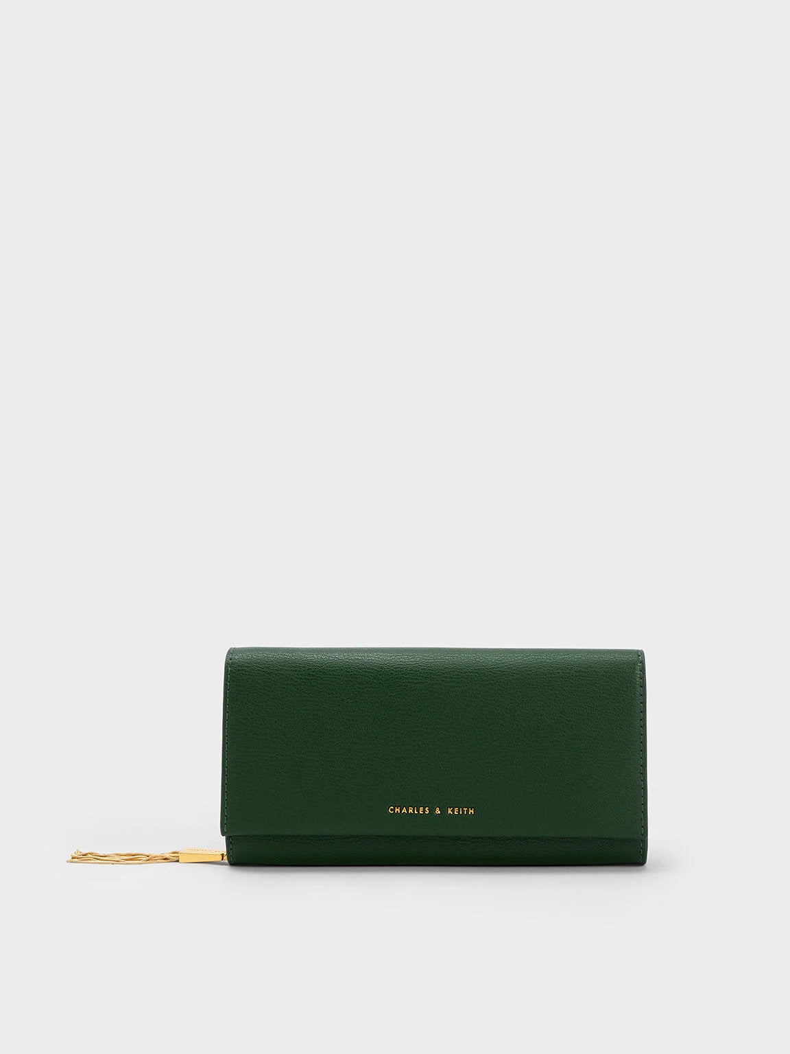 Charles & Keith Tassel Detail Long Wallet- Dark Green