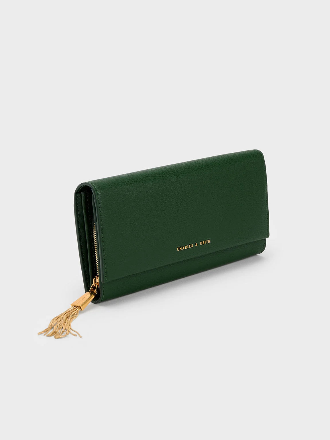 Charles & Keith Tassel Detail Long Wallet- Dark Green