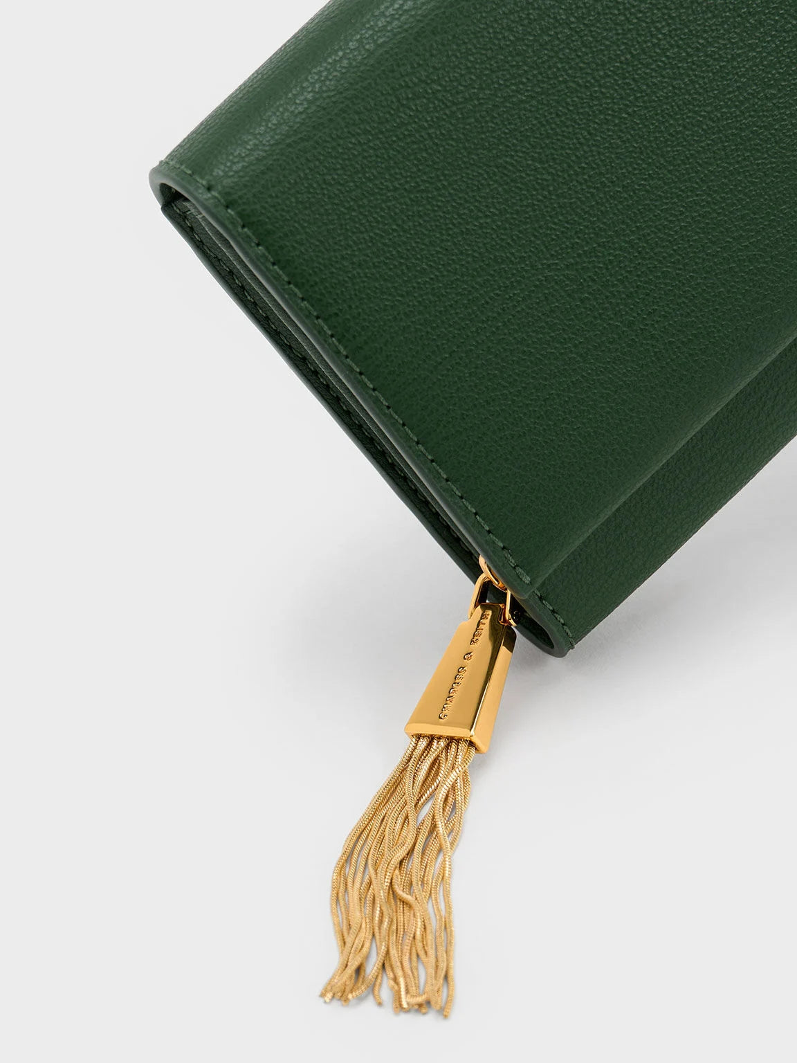 Charles & Keith Tassel Detail Long Wallet- Dark Green