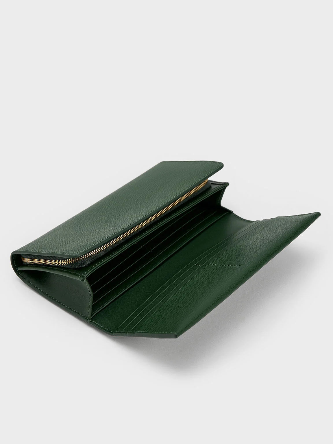 Charles & Keith Tassel Detail Long Wallet- Dark Green