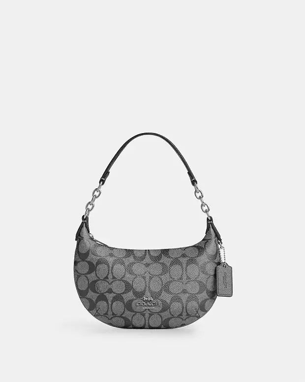 Coach Mini Payton Bag In Signature Canvas- Silver