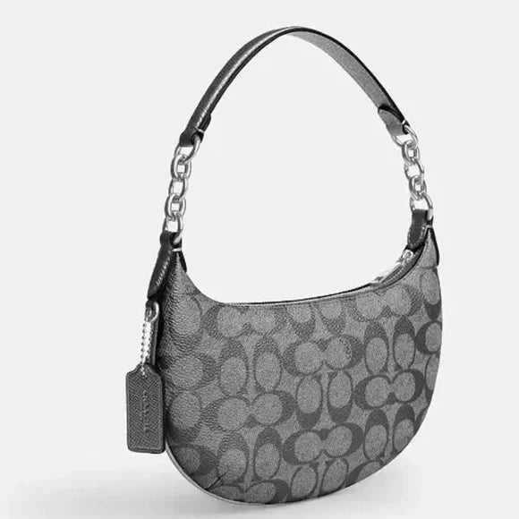 Coach Mini Payton Bag In Signature Canvas- Silver