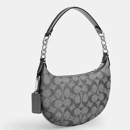 Coach Mini Payton Bag In Signature Canvas- Silver