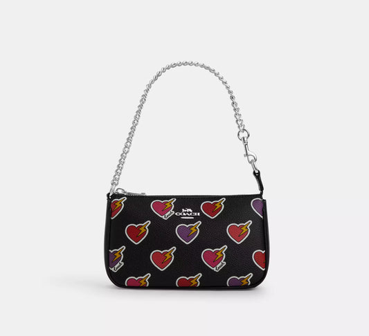 Coach Nolita 19 With Heart Bolt Print- Silver Black Multi