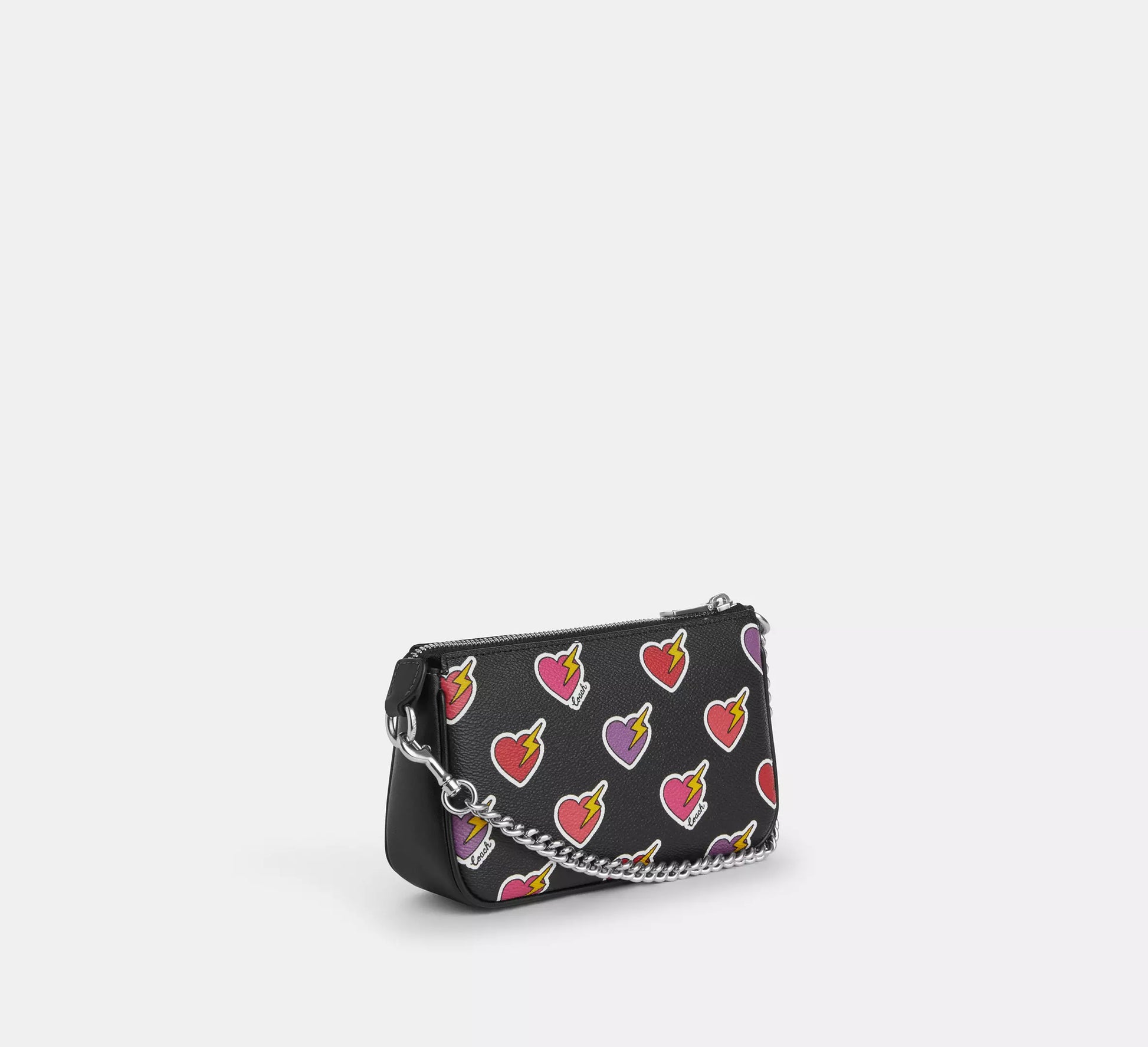 Coach Nolita 19 With Heart Bolt Print- Silver Black Multi