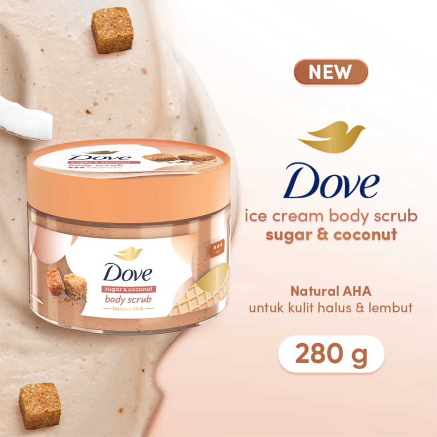 Dove Ice Cream Sugar & Coconut Body Scrub Natural AHA 280g