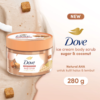 Dove Ice Cream Sugar & Coconut Body Scrub Natural AHA 280g