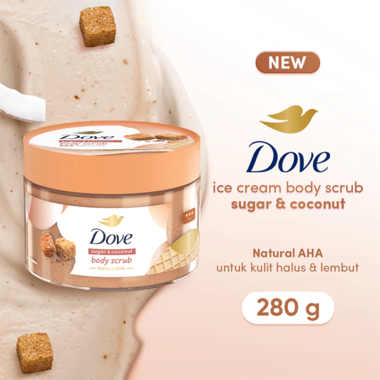 Dove Ice Cream Sugar & Coconut Body Scrub Natural AHA 280g