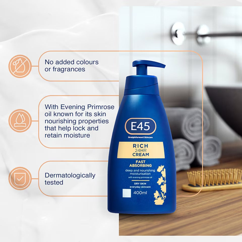 E45 Rich 24 Hour Cream Dry Skin 400ml