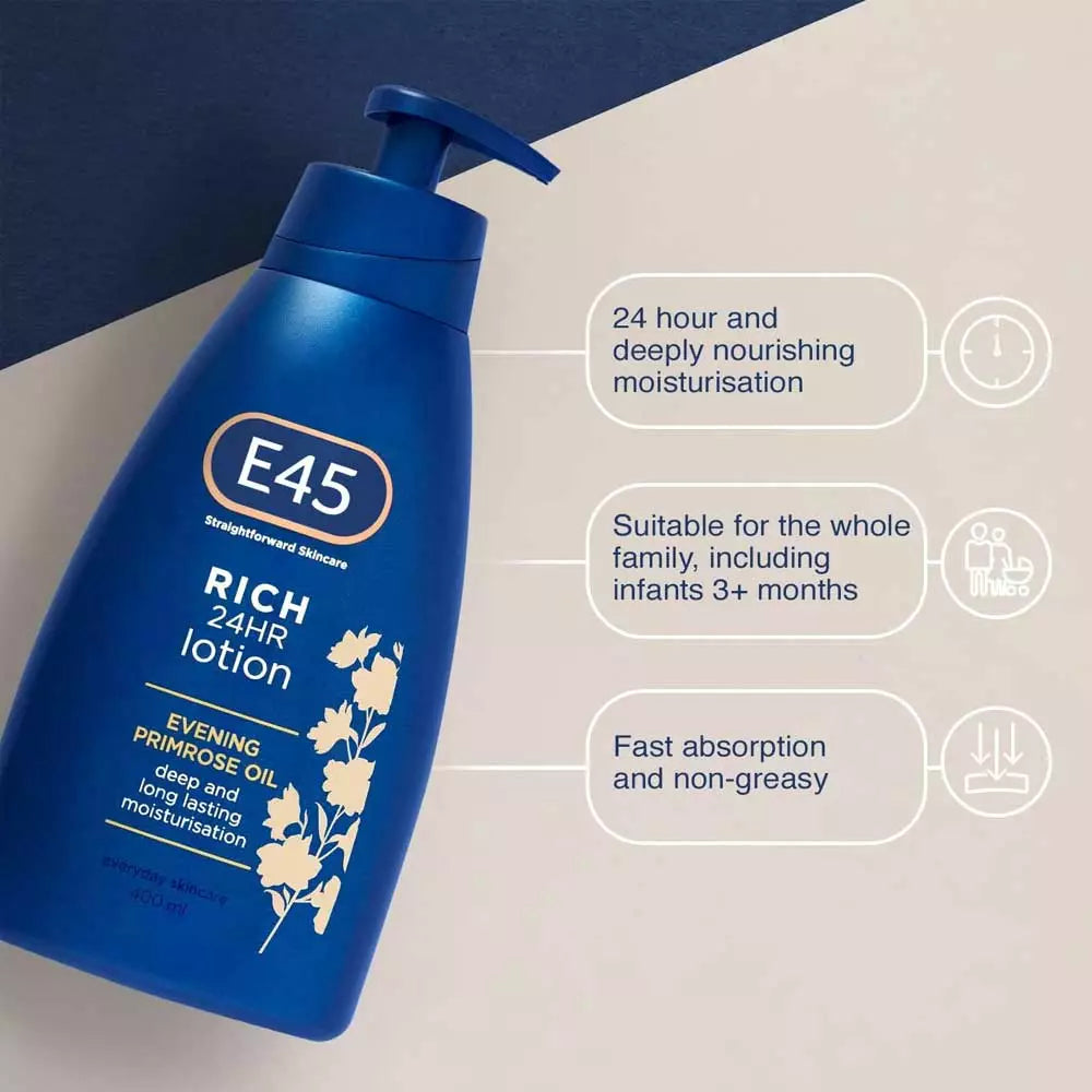 E45 Rich 24Hr Deep & Long Lasting Moisturisation Lotion 400ml