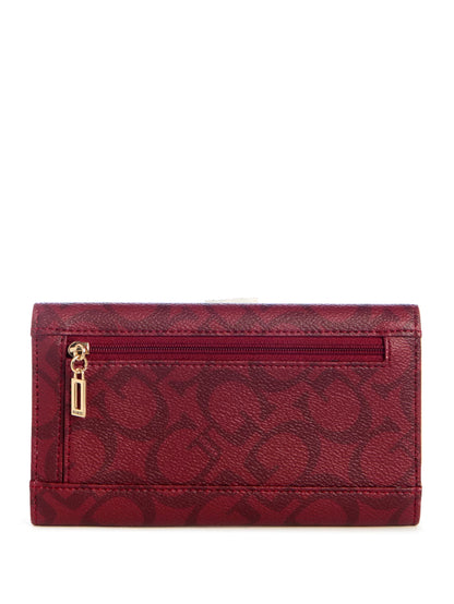 GUESS Abree Logo Slim Clutch Wallet- Black Cherry