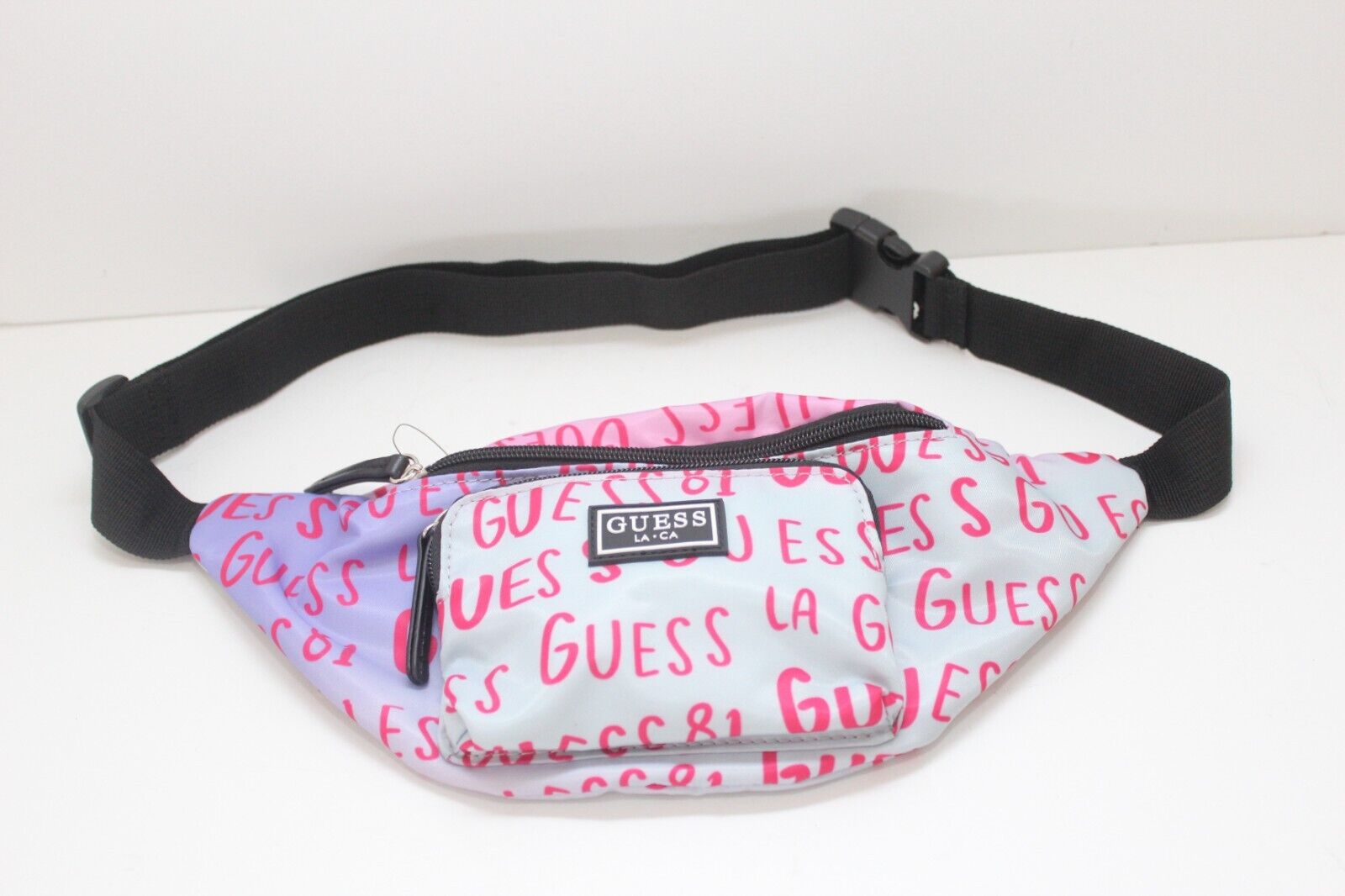 GUESS Logo Tape Fanny Pack- Pink Multi