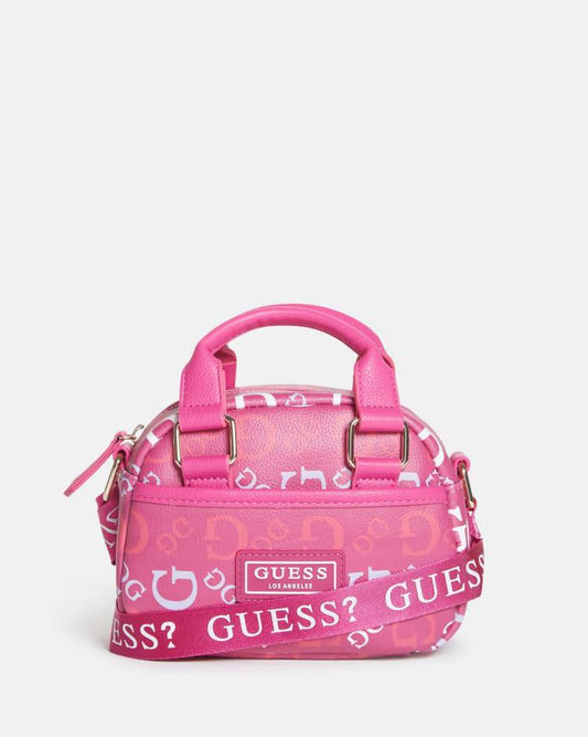 GUESS Mini Faux-Leather Logo Satchel Bag- Pink Multi
