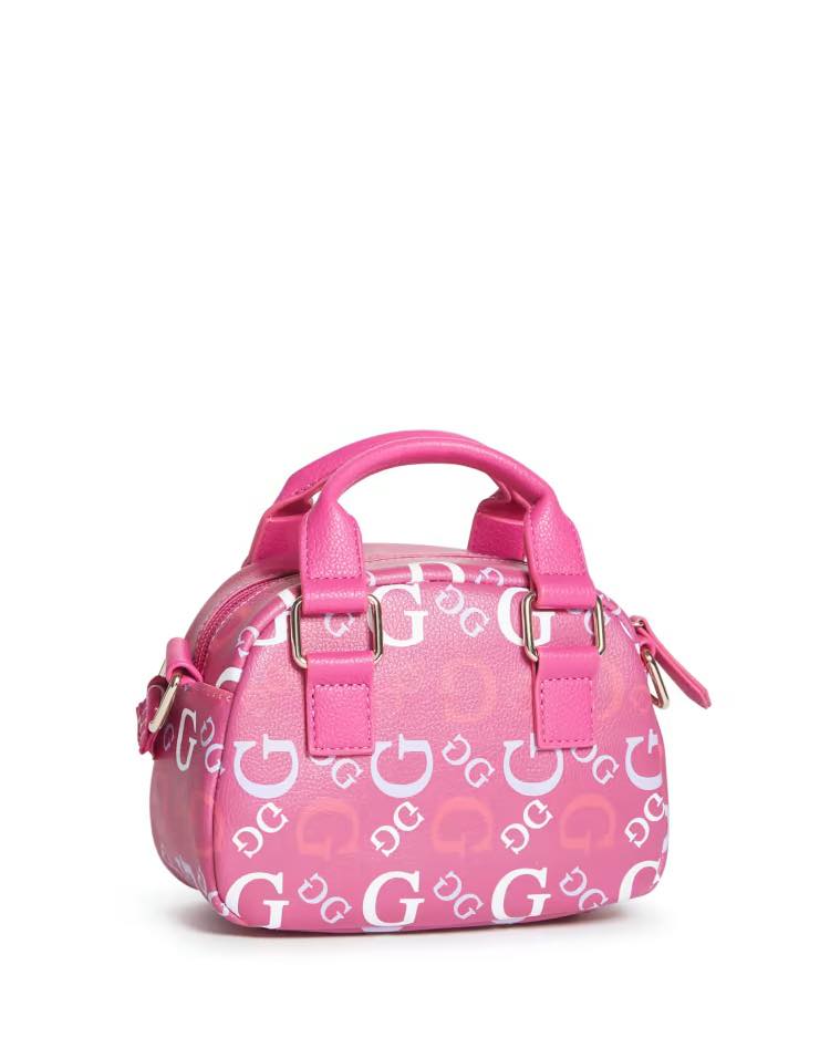 GUESS Mini Faux-Leather Logo Satchel Bag- Pink Multi