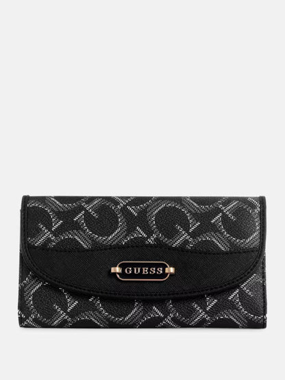 GUESS Tuie Logo Slim Clutch Wallet- Coal