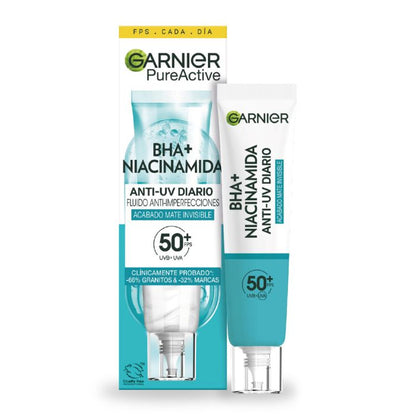 Garnier PureActive BHA+ Niacinamide Daily UV SPF50+ Anti Blemish Fluid 40ml