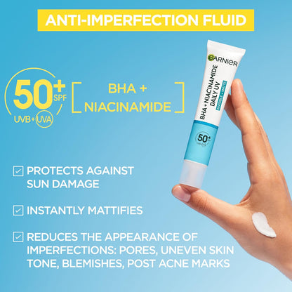 Garnier PureActive BHA+ Niacinamide Daily UV SPF50+ Anti Blemish Fluid 40ml