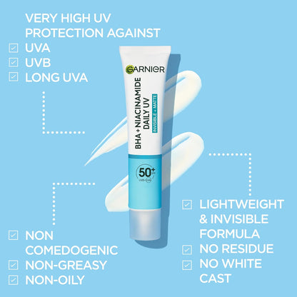 Garnier PureActive BHA+ Niacinamide Daily UV SPF50+ Anti Blemish Fluid 40ml