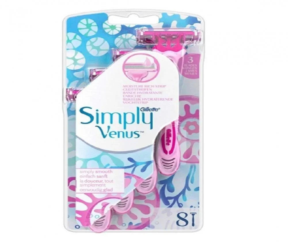 Gillette Simply Venus 3 Blade Disposable Razors 8 Pack