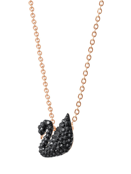 Gold-Plated Small Black Swan Pendant & Chain