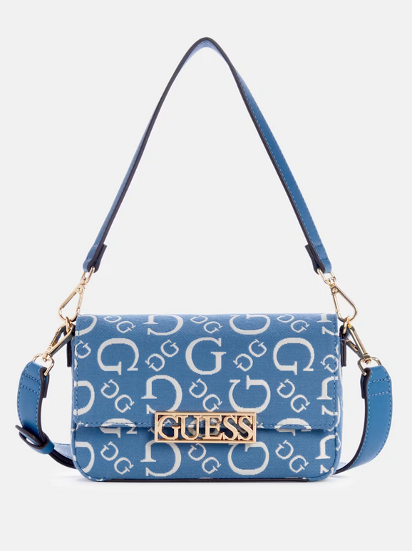 Guess Carrboro Jacquard Logo Mini Crossbody- Denim