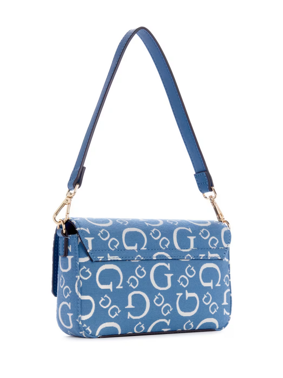 Guess Carrboro Jacquard Logo Mini Crossbody- Denim