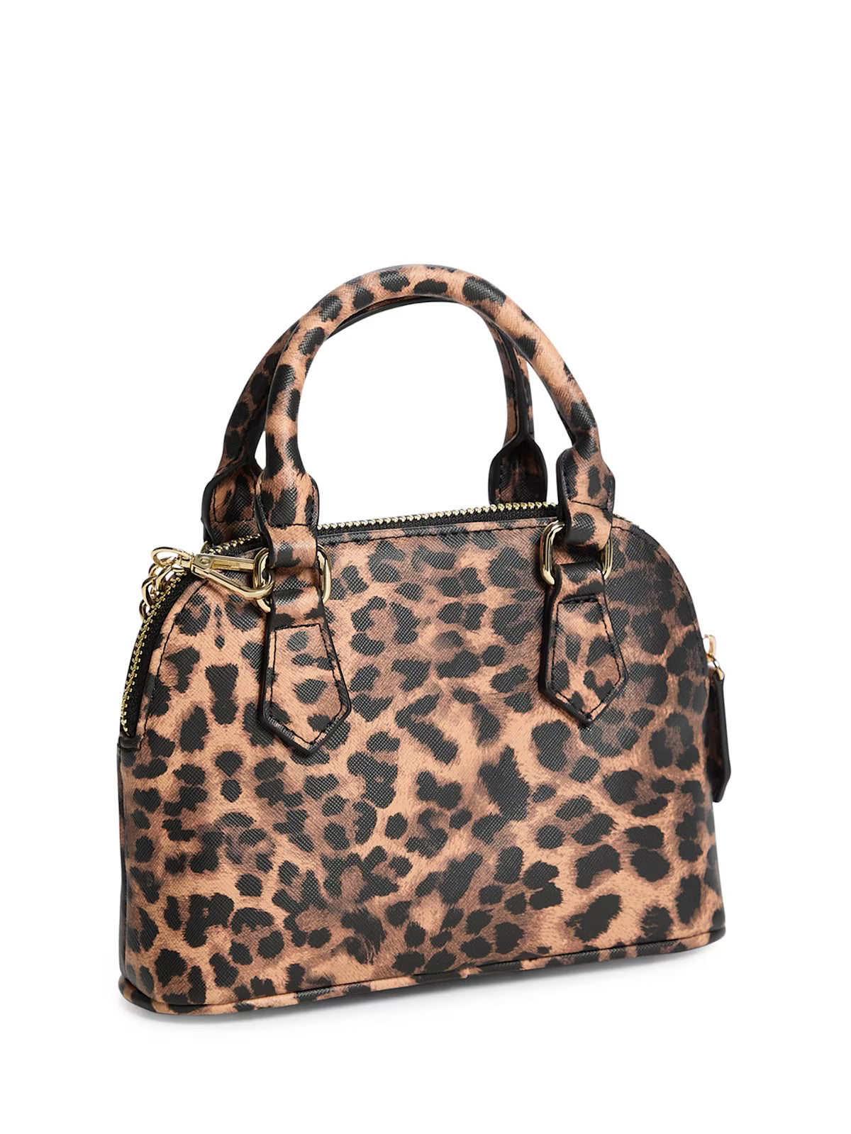 Guess Elise Dome Satchel Bag- Leopard