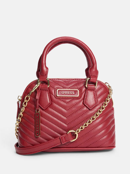 Guess Elise Dome Satchel Bag- Red