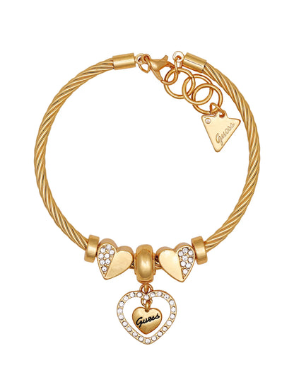 Guess Gold-Tone Heart Charm Bracelet Gift Box- Gold