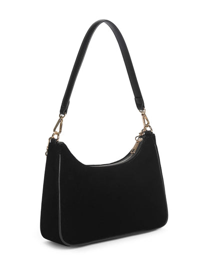 Guess Holly Velvet Shoulder Bag- Black Velvet