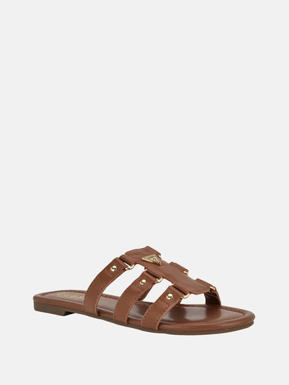 Guess Leania Gladiator Slide Sandals- Brown US 7