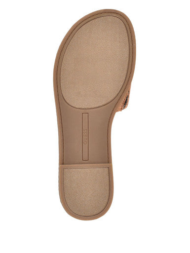 Guess Magnify Faux-Leather Beach Slides Sandals- Brown (8)