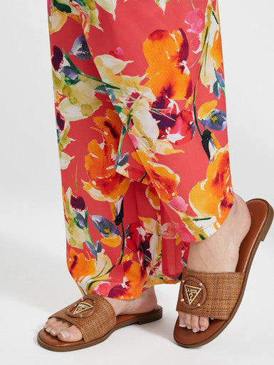 Guess Magnify Faux-Leather Beach Slides Sandals- Brown (8)