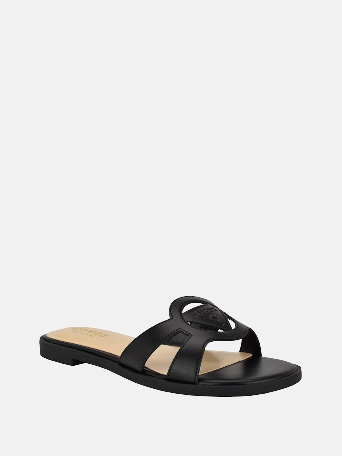 Guess Mazzie Cutout Slide Sandals- Black