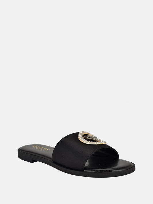 Guess Mirria Embellished Slide Sandals- Black US 7