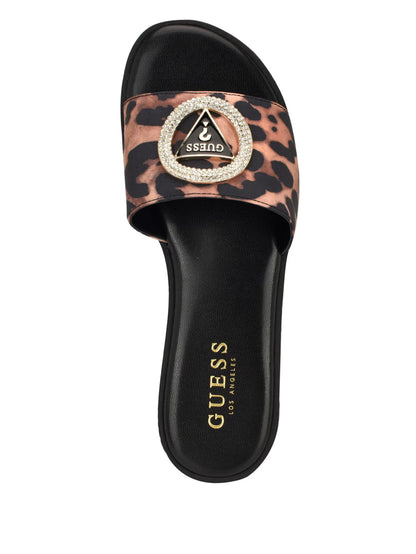 Guess Mirria Embellished Slide Sandals- Dark Natural (6M)