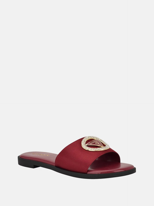 Guess Mirria Embellished Slide Sandals- Red