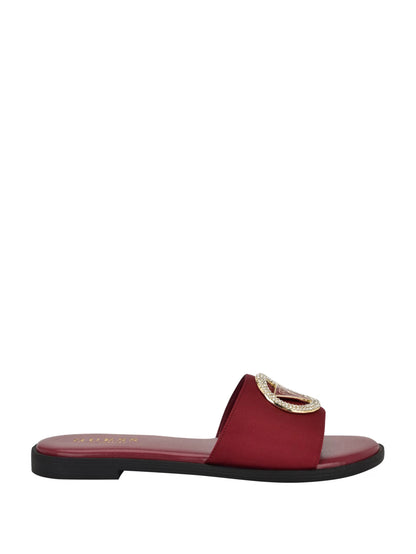 Guess Mirria Embellished Slide Sandals- Red