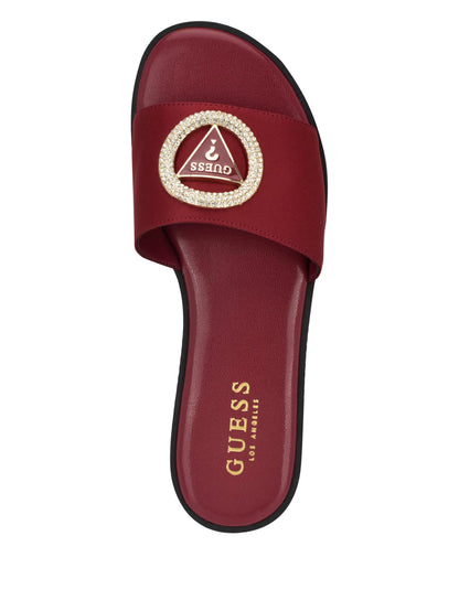 Guess Mirria Embellished Slide Sandals- Red