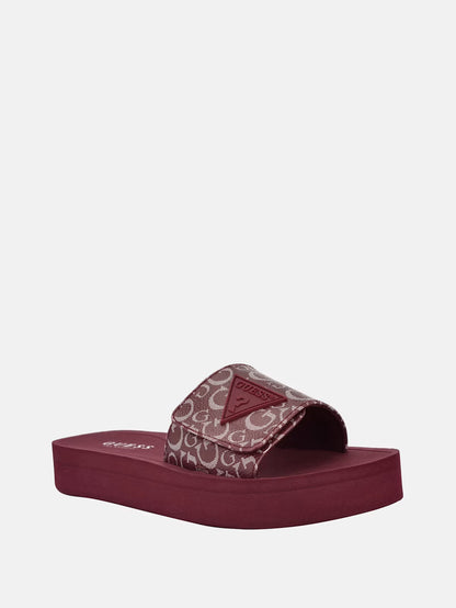 Guess Parties Logo Slides Sandals- Dark Red