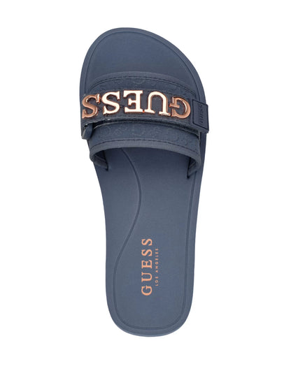 Guess Peers Logo Slide Sandals- Blue