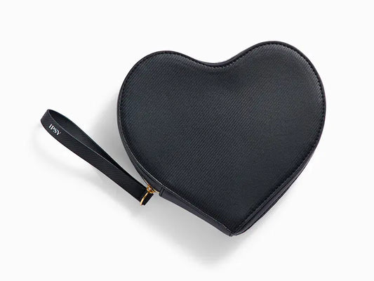 IPSY Heart Shaped Clutch Bag- Black