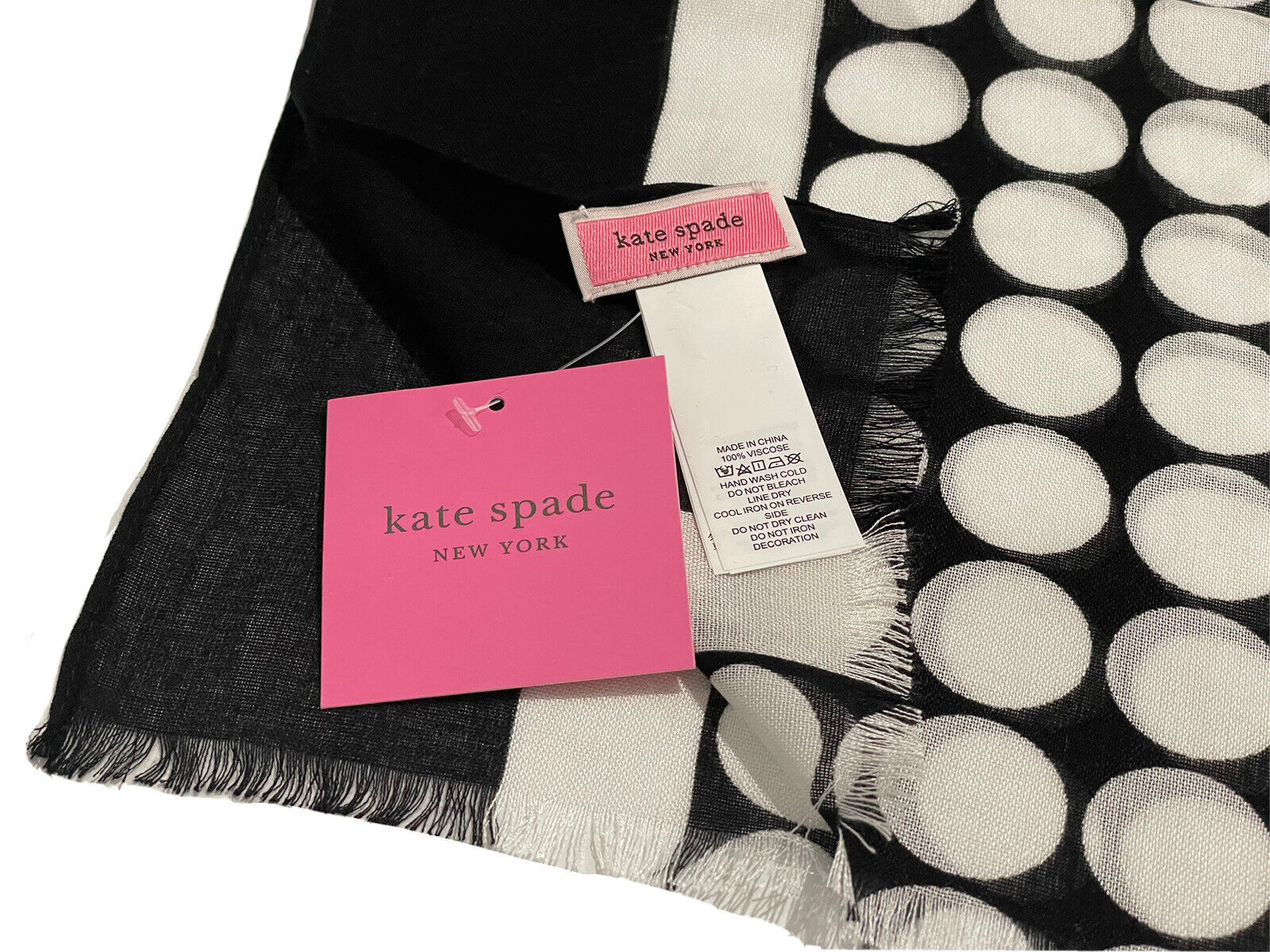 Kate Spade Dance Floor Polka Dot Scarf- Black