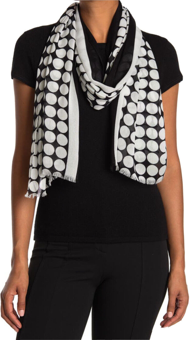 Kate Spade Dance Floor Polka Dot Scarf- Black